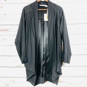 Marie Oliver 100% Silk Kimono Kaftan Draped Cardigan Jacket Black